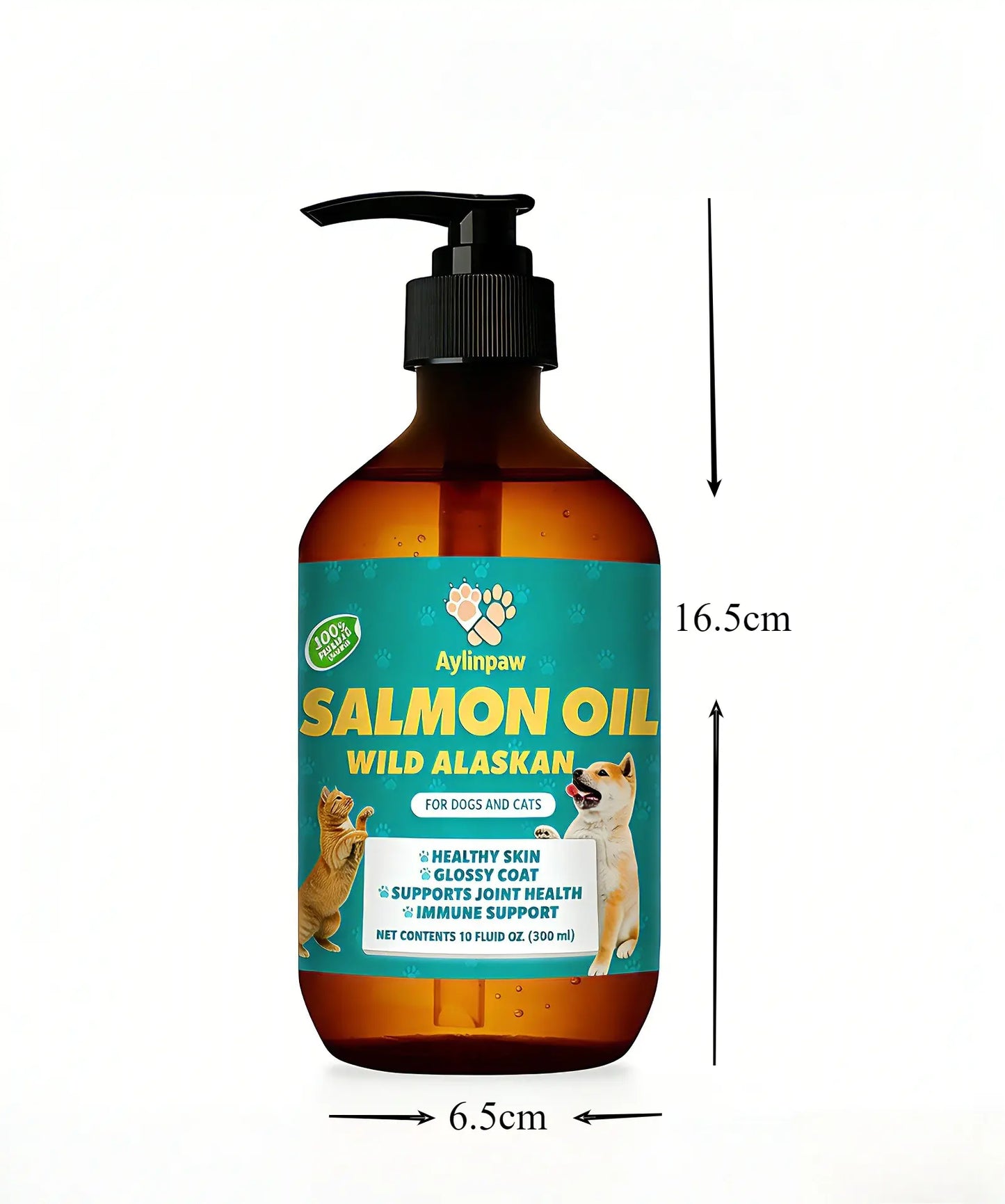 Aylinpaw Wild Alaskan Salmon Oil for Dogs & Cats – Natural Omega-3 (EPA & DHA) Supplement for Healthy Skin, Shiny Coat, Itch Relief & Joint Support
