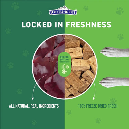 Nutri Bites Freeze Dried Beef Liver Dog & Cat Treats | Healthy Pet Training Treats or Food Topper | All Natural, Single Ingredient, High Protein | 