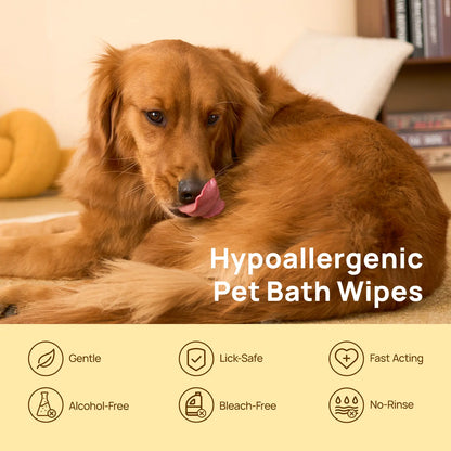 HICC PET Grooming Wipes (20 Count) – Hypoallergenic No-Rinse Pet Wipes for Dogs & Cats