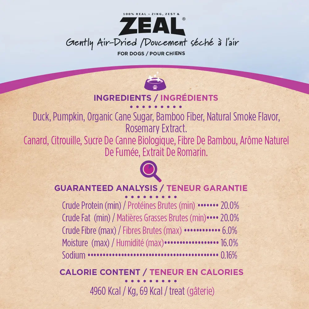 ZEAL Natural Dog Jerky Tenders | Glycerin-Free Real Meat First | Duck Recipe | 