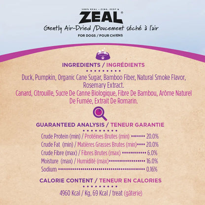 ZEAL Natural Dog Jerky Tenders | Glycerin-Free Real Meat First | Duck Recipe | 