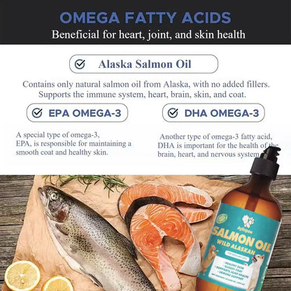 Aylinpaw Wild Alaskan Salmon Oil for Dogs & Cats – Natural Omega-3 (EPA & DHA) Supplement for Healthy Skin, Shiny Coat, Itch Relief & Joint Support