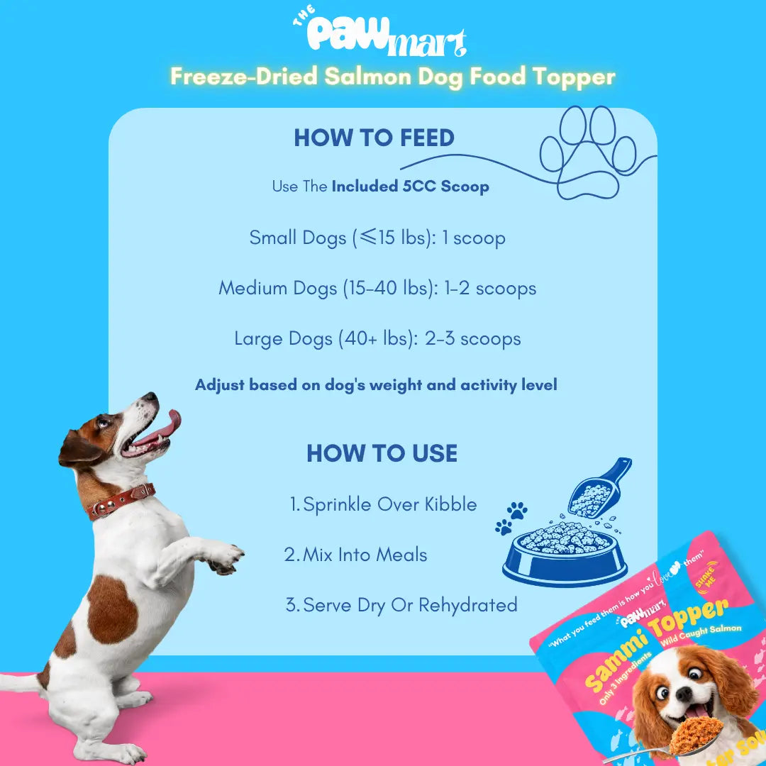 The Pawmart Freeze-Dried Salmon Dog/Cat Food Topper for Picky Eaters | Wild-Caught Salmon | High-Protein Meal Enhancer for Dogs Healthy Treat