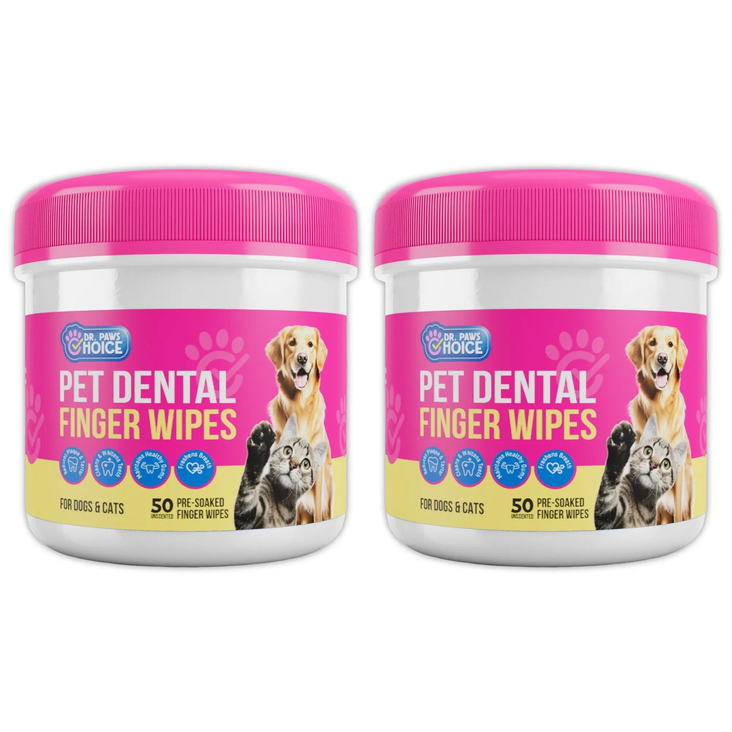 Dr. Paws Pet Care Finger Wipes for Dogs & Cats – No-Rinse Dental, Ear & Eye Cleaning Wipes, Hypoallergenic Grooming Wipes for Plaque, Tear Stains & Ear Wax Removal