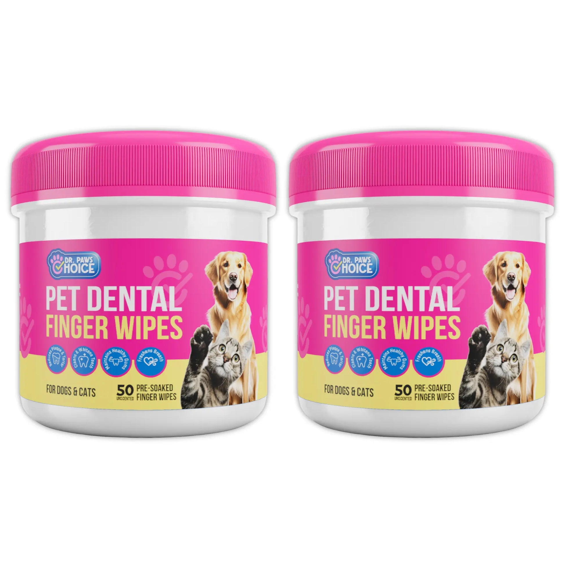 Dr. Paws Pet Care Finger Wipes for Dogs & Cats – No-Rinse Dental, Ear & Eye Cleaning Wipes, Hypoallergenic Grooming Wipes for Plaque, Tear Stains & Ear Wax Removal