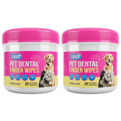 Dr. Paws Pet Care Finger Wipes for Dogs & Cats – No-Rinse Dental, Ear & Eye Cleaning Wipes, Hypoallergenic Grooming Wipes for Plaque, Tear Stains & Ear Wax Removal