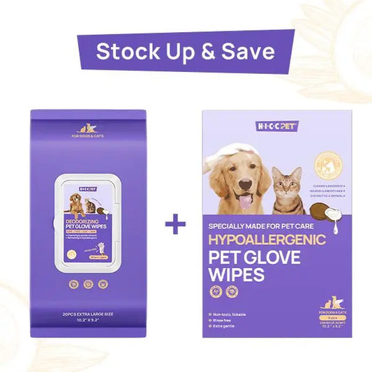 HICC PET Grooming Wipes (20 Count) – Hypoallergenic No-Rinse Pet Wipes for Dogs & Cats