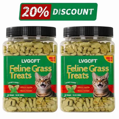 LVGCFT Natural Salmon Cat Grass Treats – Healthy Catnip Training Biscuits for Hairball Control, Dental Care & Digestive Health