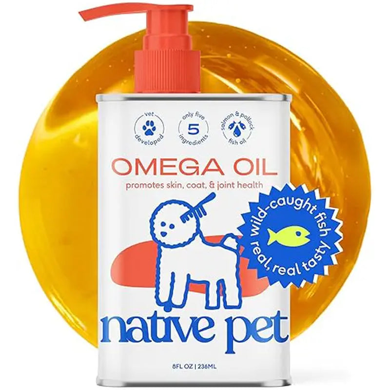 Native Pet Omega 3 Fish Oil for Dogs & Cats - Promotes Healthy Skin, Shiny Coat, & Strong Joints - Fast-Absorbing Omega 3 6 9 