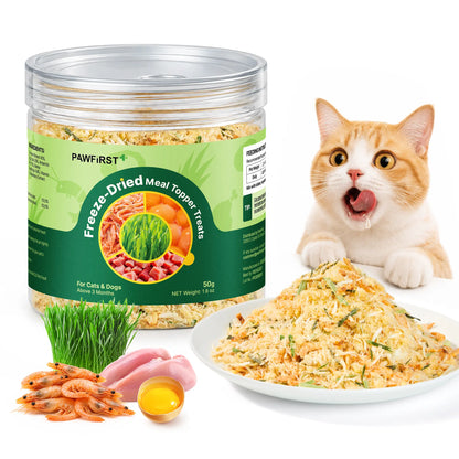 Pawfirst Freeze Dried Cat Food Toppers Cat Grass Treats for Picky Eaters, 4-In-1 - Freeze Dried Cat Grass Cat Treats for Indoor Cats