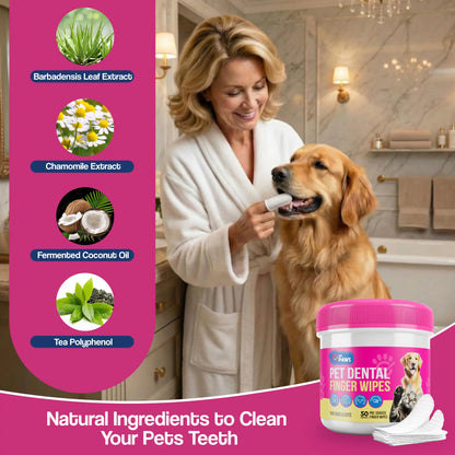 Dr. Paws Pet Care Finger Wipes for Dogs & Cats – No-Rinse Dental, Ear & Eye Cleaning Wipes, Hypoallergenic Grooming Wipes for Plaque, Tear Stains & Ear Wax Removal