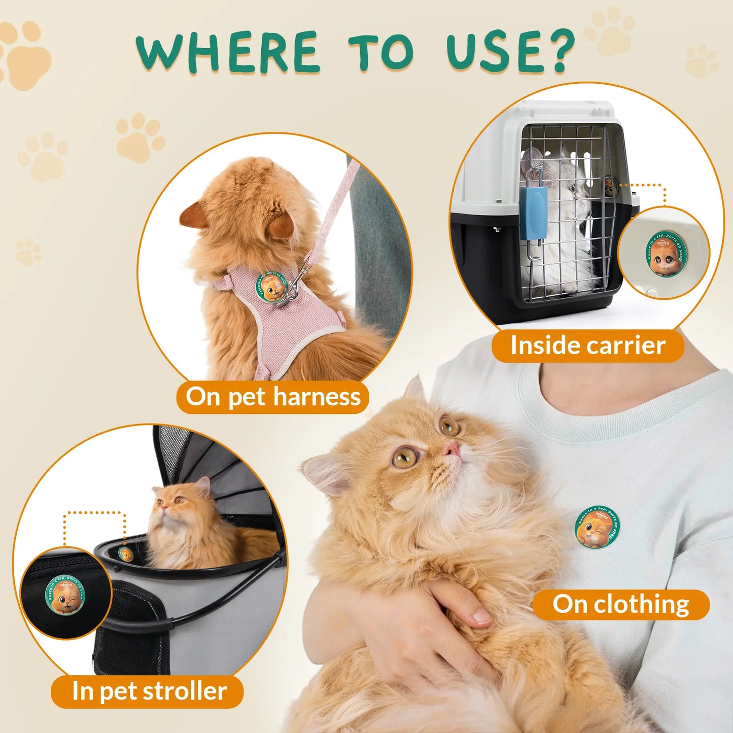 PAWITH Cat Calming Patches (7 Count) – Long-Lasting Calming Support for Cats, Up to 48 Hours Per Patch, Ideal for Travel, Vet Visits, Car Rides & Multi-Cat Households