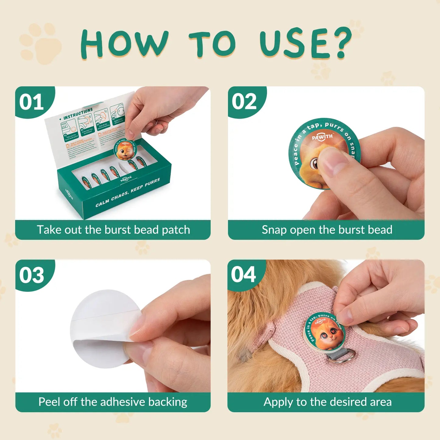 PAWITH Cat Calming Patches (7 Count) – Long-Lasting Calming Support for Cats, Up to 48 Hours Per Patch, Ideal for Travel, Vet Visits, Car Rides & Multi-Cat Households
