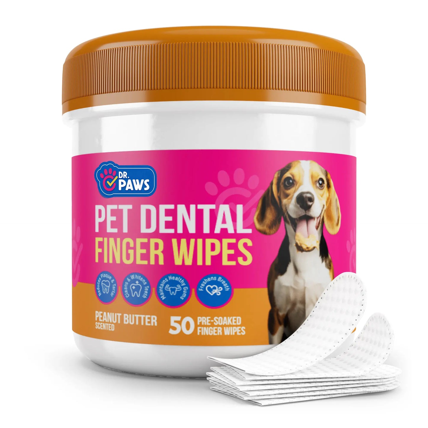 Dr. Paws Pet Care Finger Wipes for Dogs & Cats – No-Rinse Dental, Ear & Eye Cleaning Wipes, Hypoallergenic Grooming Wipes for Plaque, Tear Stains & Ear Wax Removal