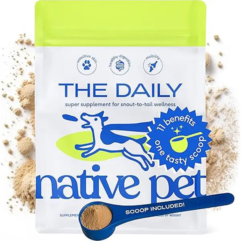 Native Pet Dog Vitamins & Supplements - 11-In-1 Multivitamin Powder for Dogs Food Topper -30 Scoops