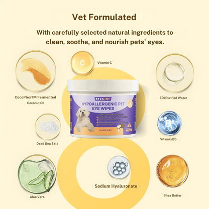 Hicc PET Tear Stain Remover & Prevention Wipes for Dogs - Hypoallergenic Unscented Eye Cleaner for Dogs