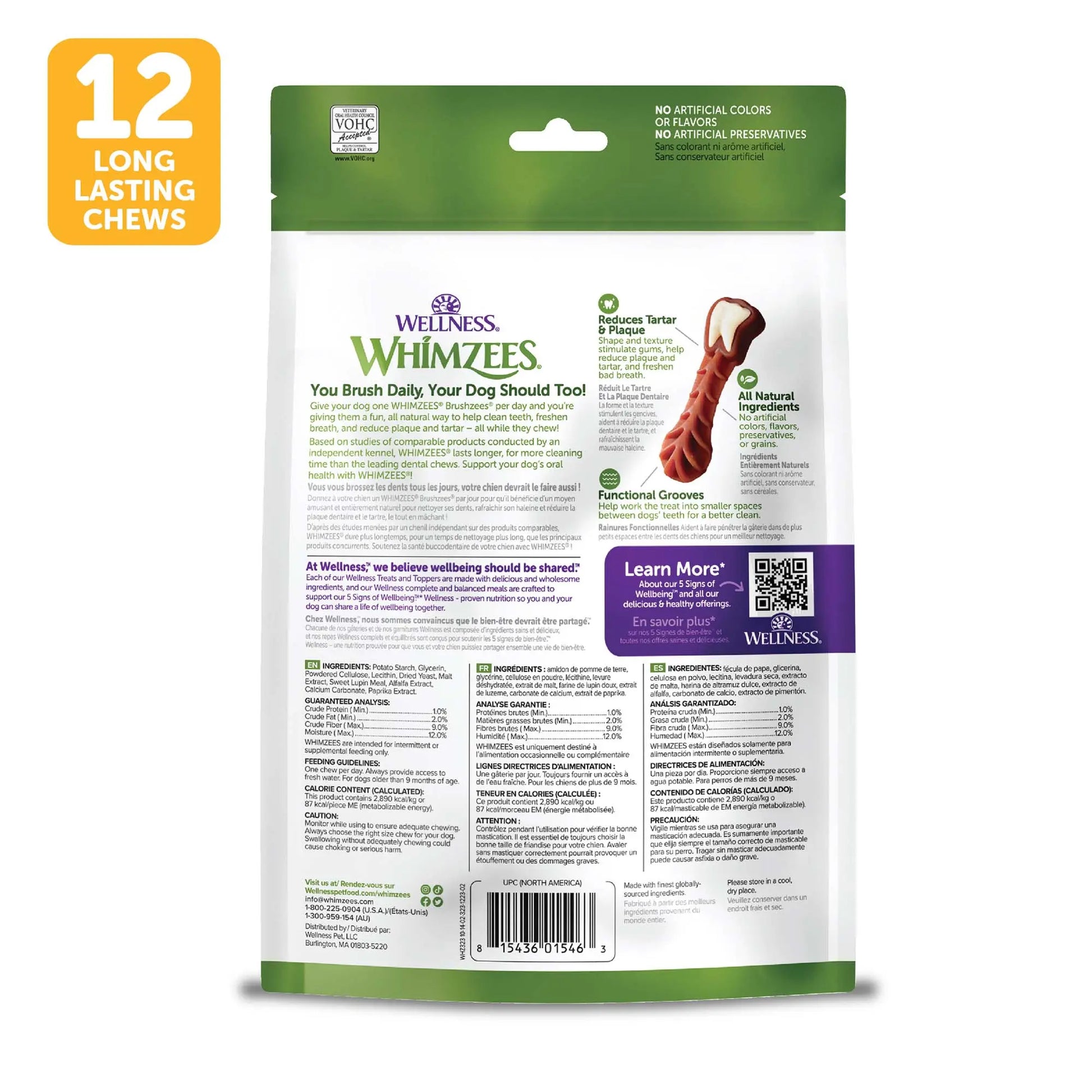 WHIMZEES Wellness Brushzees Medium Dog Dental Treats