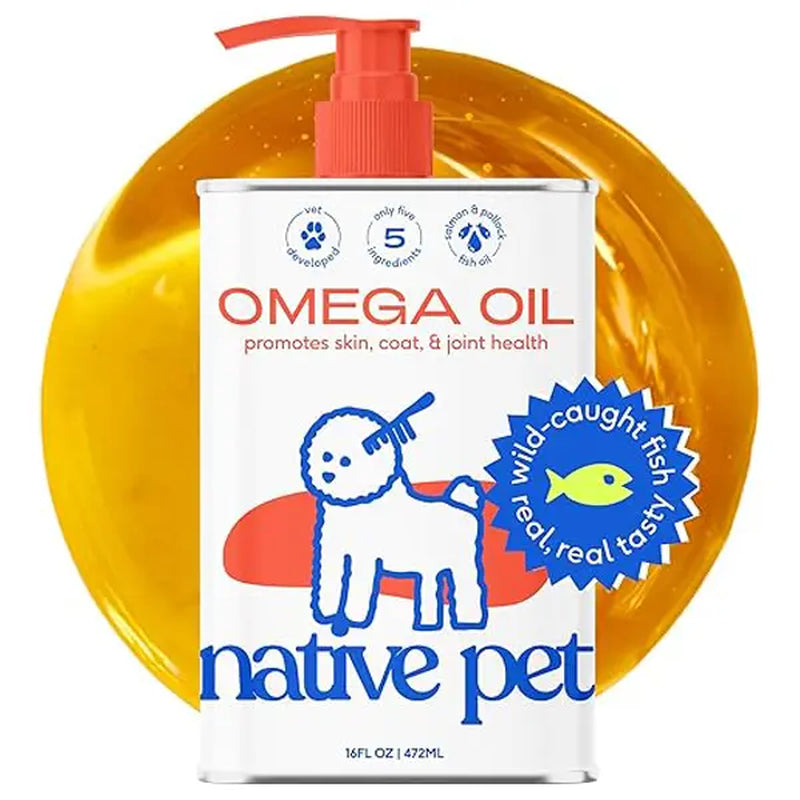 Native Pet Omega 3 Fish Oil for Dogs & Cats - Promotes Healthy Skin, Shiny Coat, & Strong Joints - Fast-Absorbing Omega 3 6 9 