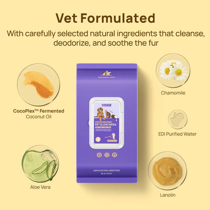 HICC PET Grooming Wipes (20 Count) – Hypoallergenic No-Rinse Pet Wipes for Dogs & Cats