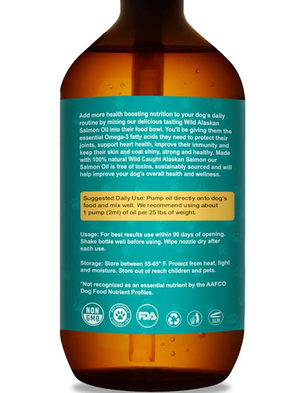 Aylinpaw Wild Alaskan Salmon Oil for Dogs & Cats – Natural Omega-3 (EPA & DHA) Supplement for Healthy Skin, Shiny Coat, Itch Relief & Joint Support