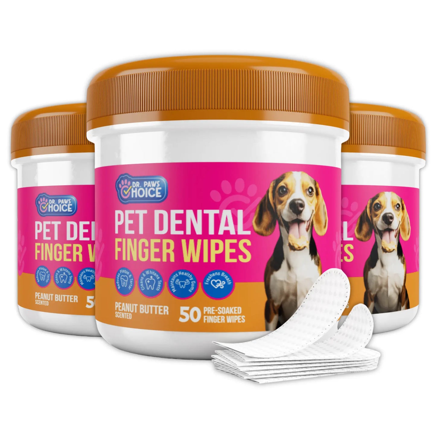 Dr. Paws Pet Care Finger Wipes for Dogs & Cats – No-Rinse Dental, Ear & Eye Cleaning Wipes, Hypoallergenic Grooming Wipes for Plaque, Tear Stains & Ear Wax Removal