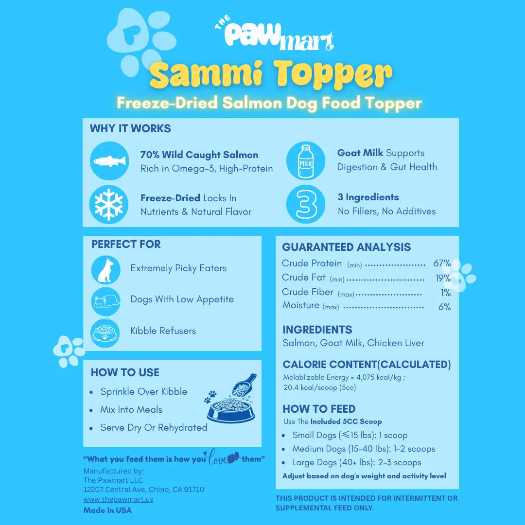The Pawmart Freeze-Dried Salmon Dog/Cat Food Topper for Picky Eaters | Wild-Caught Salmon | High-Protein Meal Enhancer for Dogs Healthy Treat