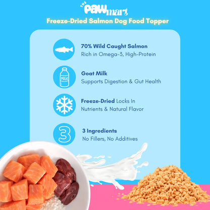 The Pawmart Freeze-Dried Salmon Dog/Cat Food Topper for Picky Eaters | Wild-Caught Salmon | High-Protein Meal Enhancer for Dogs Healthy Treat