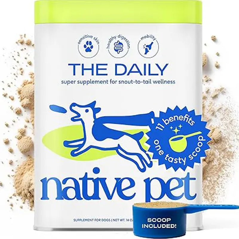 Native Pet Dog Vitamins & Supplements - 11-In-1 Multivitamin Powder for Dogs Food Topper -30 Scoops