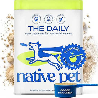 Native Pet Dog Vitamins & Supplements - 11-In-1 Multivitamin Powder for Dogs Food Topper -30 Scoops