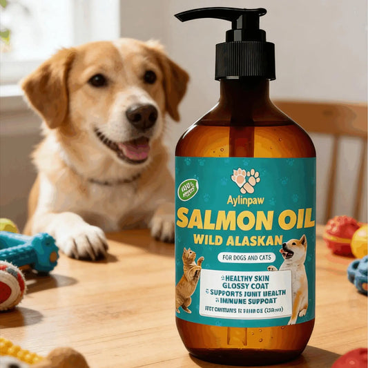 Aylinpaw Wild Alaskan Salmon Oil for Dogs & Cats – Natural Omega-3 (EPA & DHA) Supplement for Healthy Skin, Shiny Coat, Itch Relief & Joint Support
