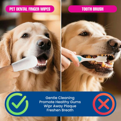 Dr. Paws Pet Care Finger Wipes for Dogs & Cats – No-Rinse Dental, Ear & Eye Cleaning Wipes, Hypoallergenic Grooming Wipes for Plaque, Tear Stains & Ear Wax Removal