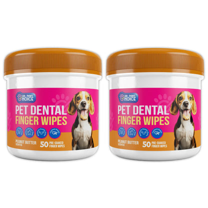 Dr. Paws Pet Care Finger Wipes for Dogs & Cats – No-Rinse Dental, Ear & Eye Cleaning Wipes, Hypoallergenic Grooming Wipes for Plaque, Tear Stains & Ear Wax Removal